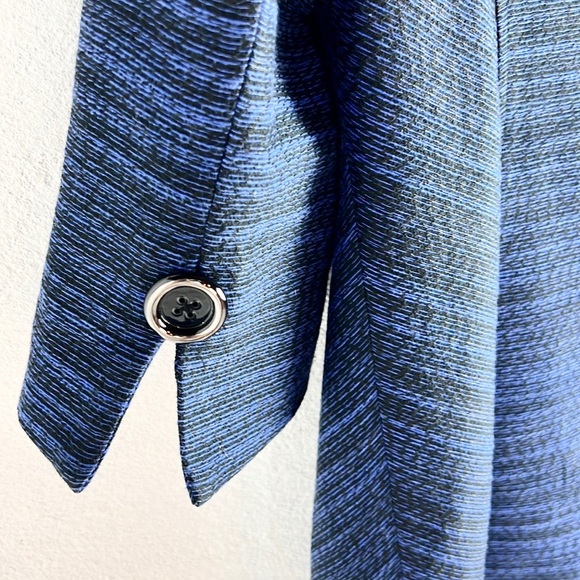 MARY KAY | 💙🖤 Midnight Blue & Black Striped Pattern 3/4 Sleeves Blazer Jacket - Picture 6 of 9